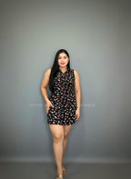 Vestido corto negro de sombrilla