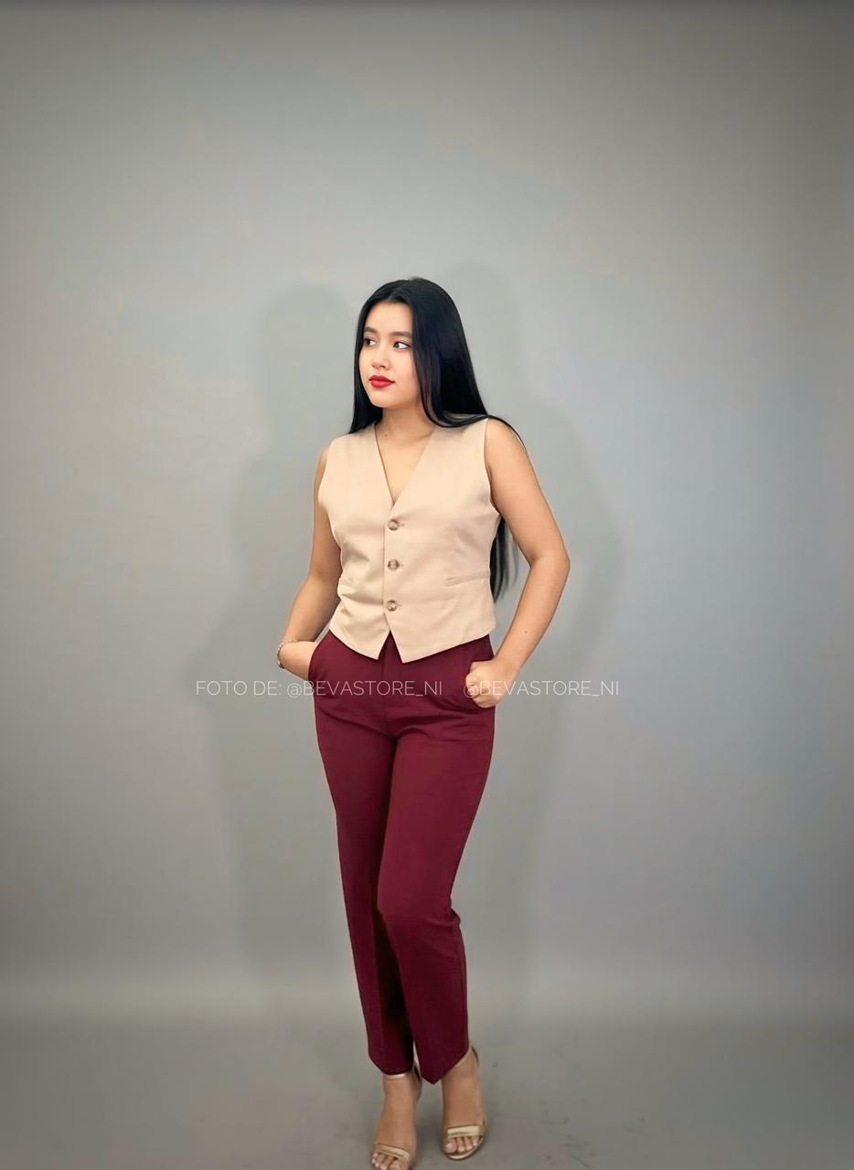 Pantalón de vestir recto rojo