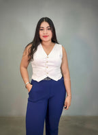 Chaleco rayado con lazo en la espalda