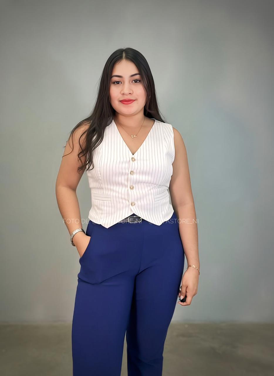 Chaleco rayado con lazo en la espalda