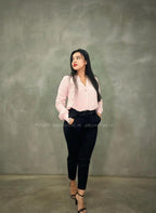 Looks blusa plisada manga larga