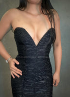 Vestido corto con lineas azules