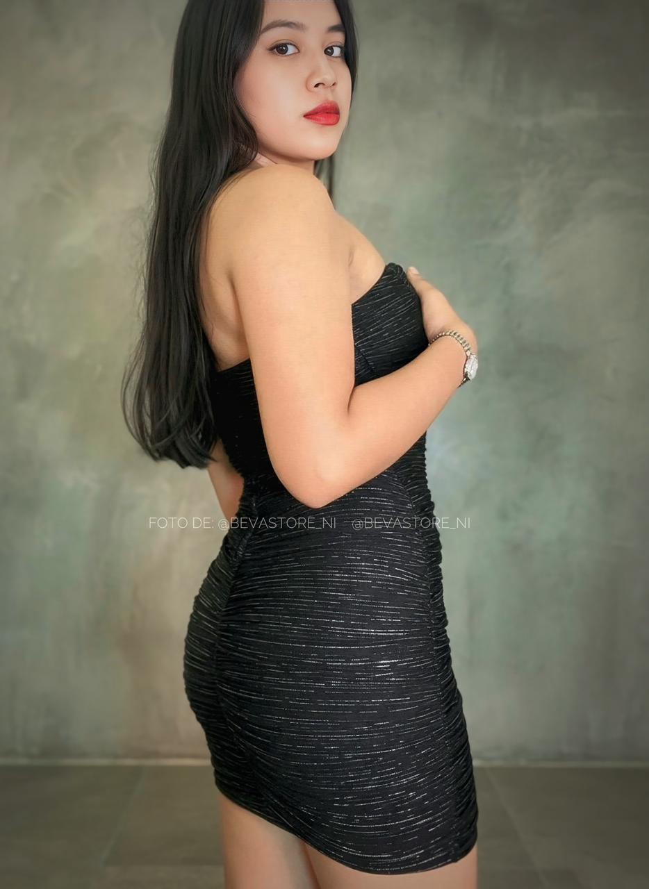 Vestido Xiomara negro con líneas azules