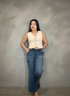 Pantalón Jeans cargo talle bajo