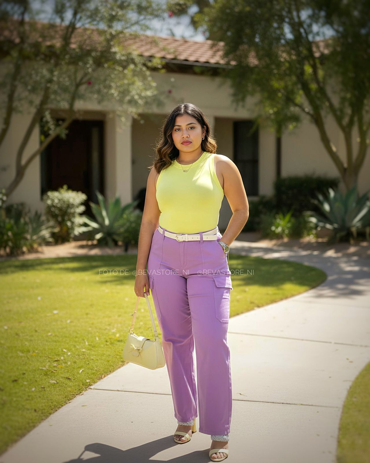 Pantalón Nicole casual cargo lila