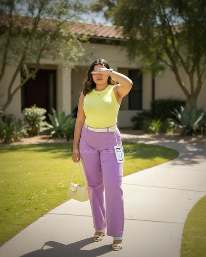 Pantalón Nicole casual cargo lila