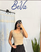 Crop top de rayas sin mangas con ojal