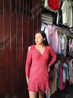 Vestido rojo manga larga.