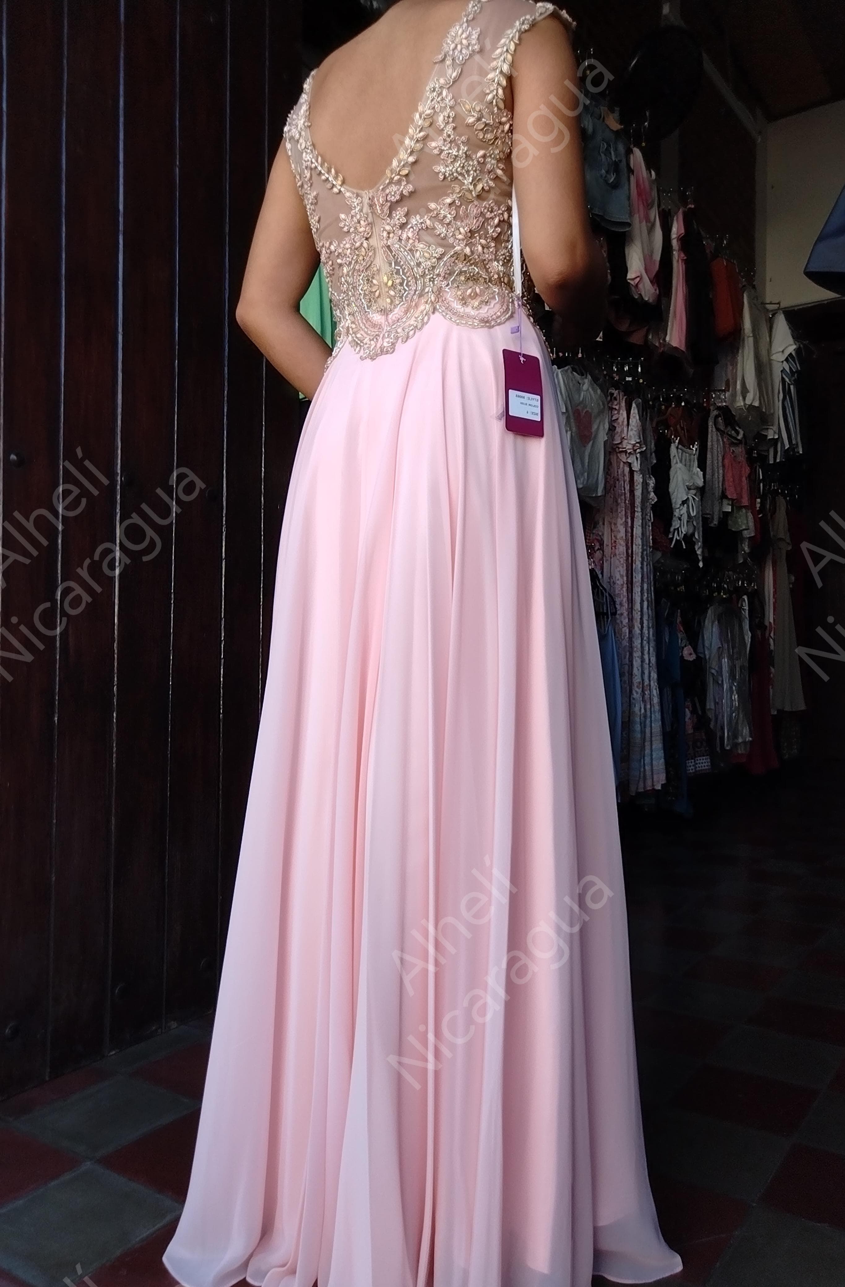 Vestido color Blush Rosa brillante Abby Paris