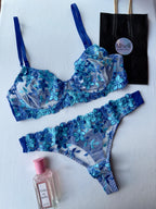 Lencería con bordado floral romántica 2 piezas