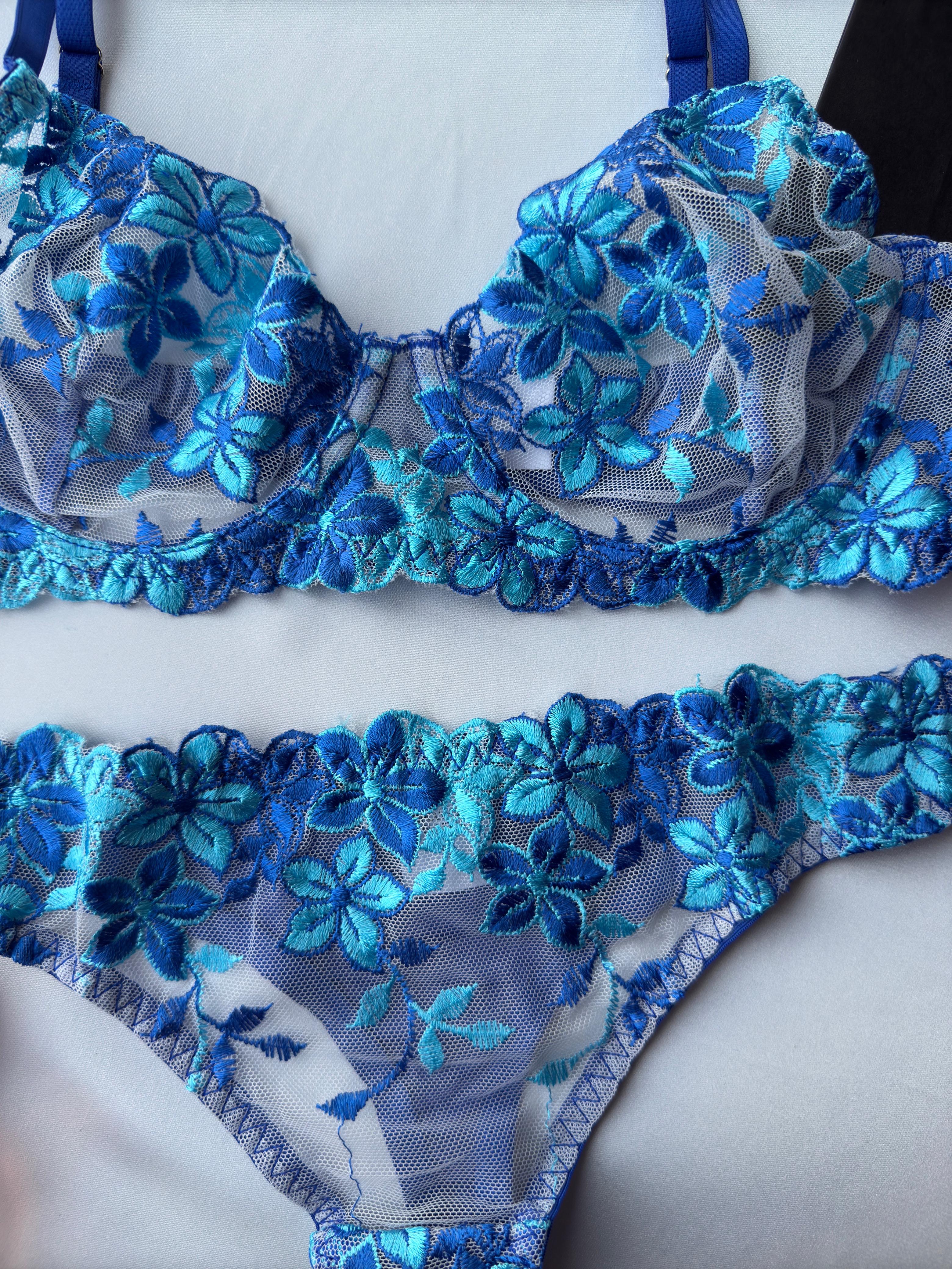 Lencería con bordado floral romántica 2 piezas