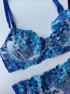 Lencería con bordado floral romántica 2 piezas