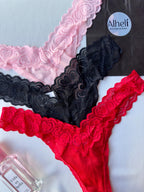 Set de 3 tangas con parches de encaje para mujer para el Día de San Valentín