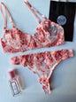 Lencería con bordado floral romántica 2 piezas