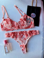 Lencería con bordado floral romántica 2 piezas