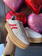 Tennis Sneakers de plataforma blanco y rojo