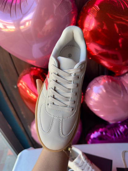 Tennis Sneakers de plataforma blanco y rojo