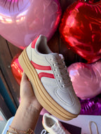 Tennis Sneakers de plataforma blanco y rojo