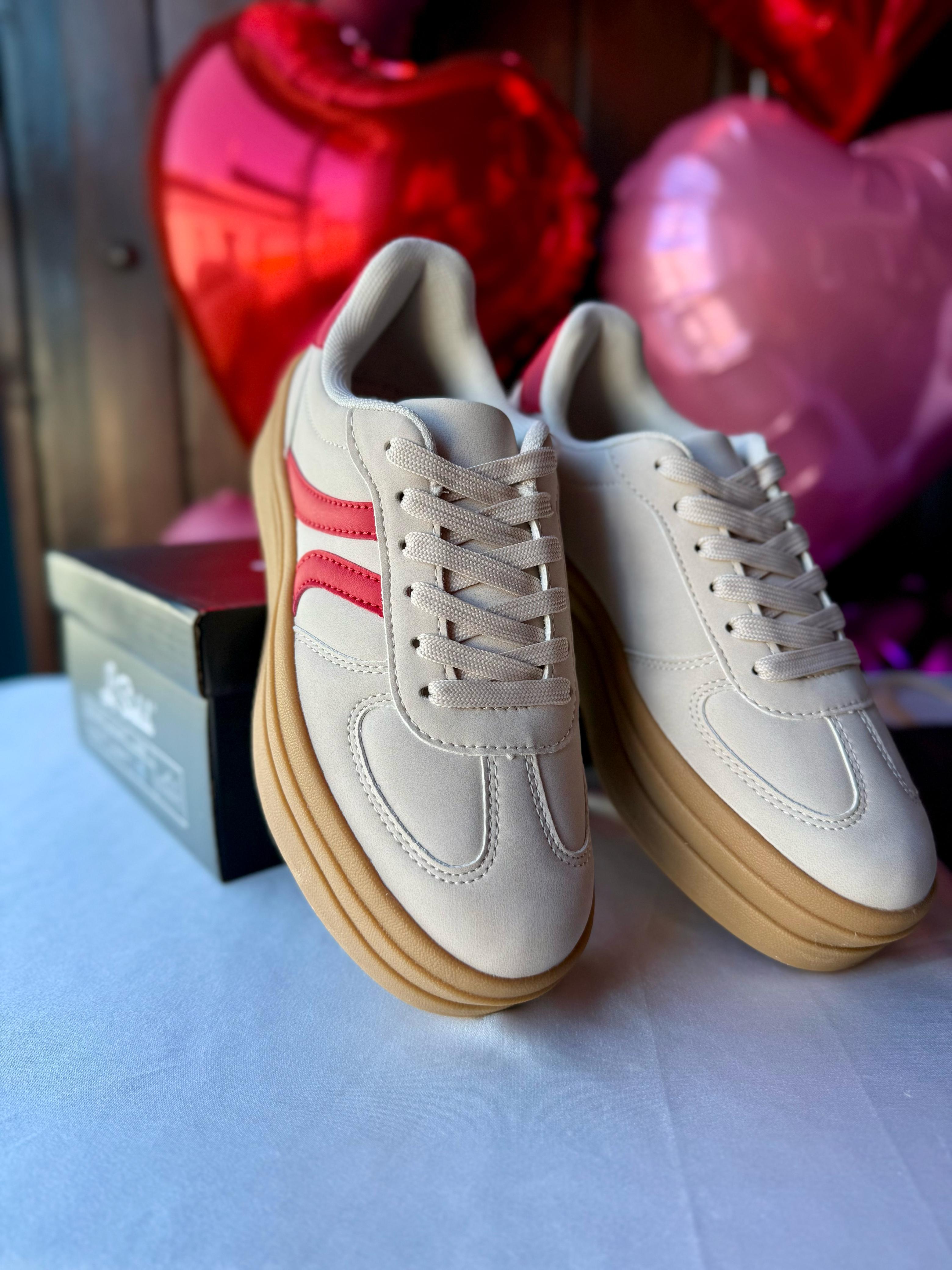 Tennis Sneakers de plataforma blanco y rojo