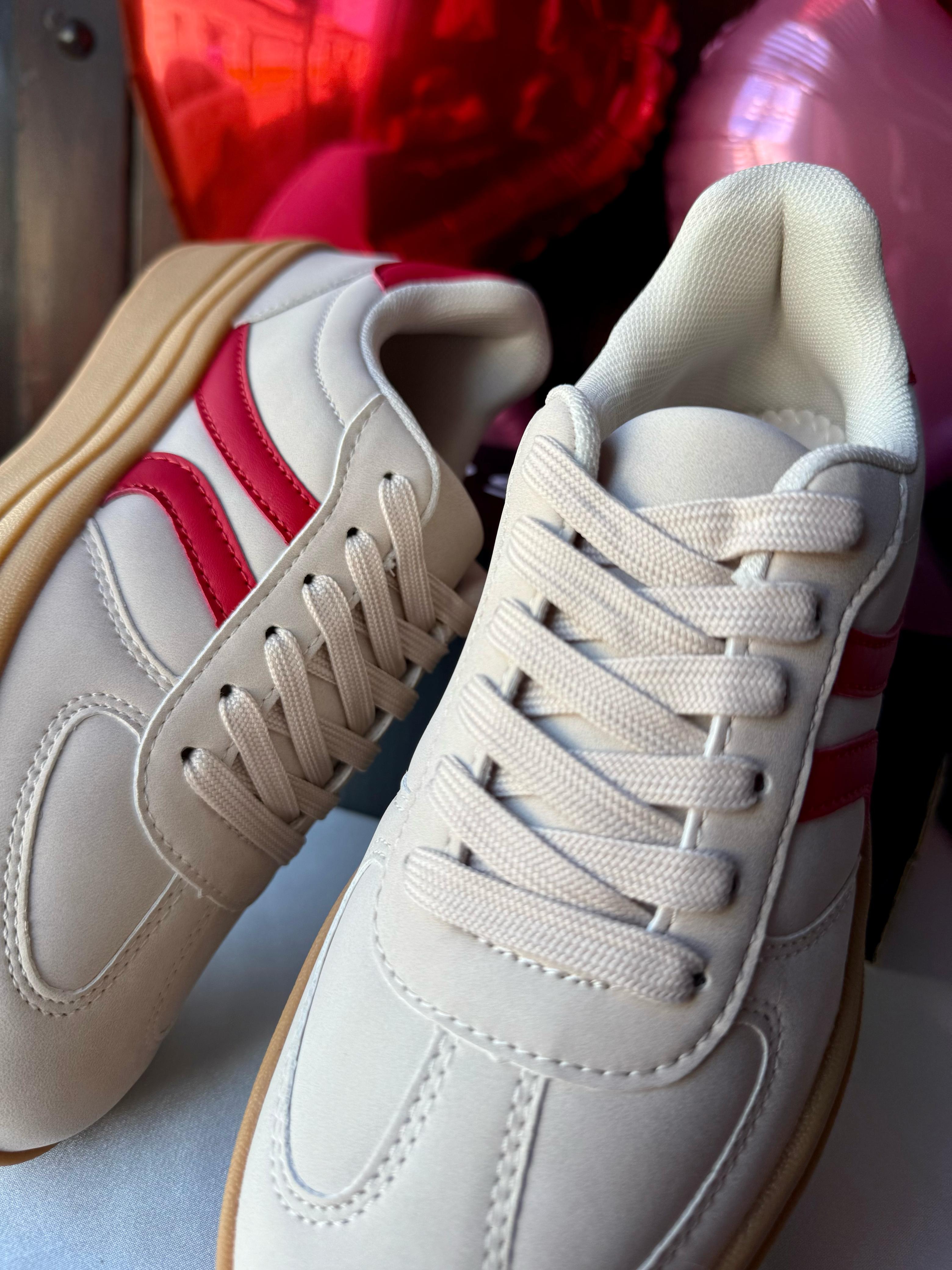 Tennis Sneakers de plataforma blanco y rojo