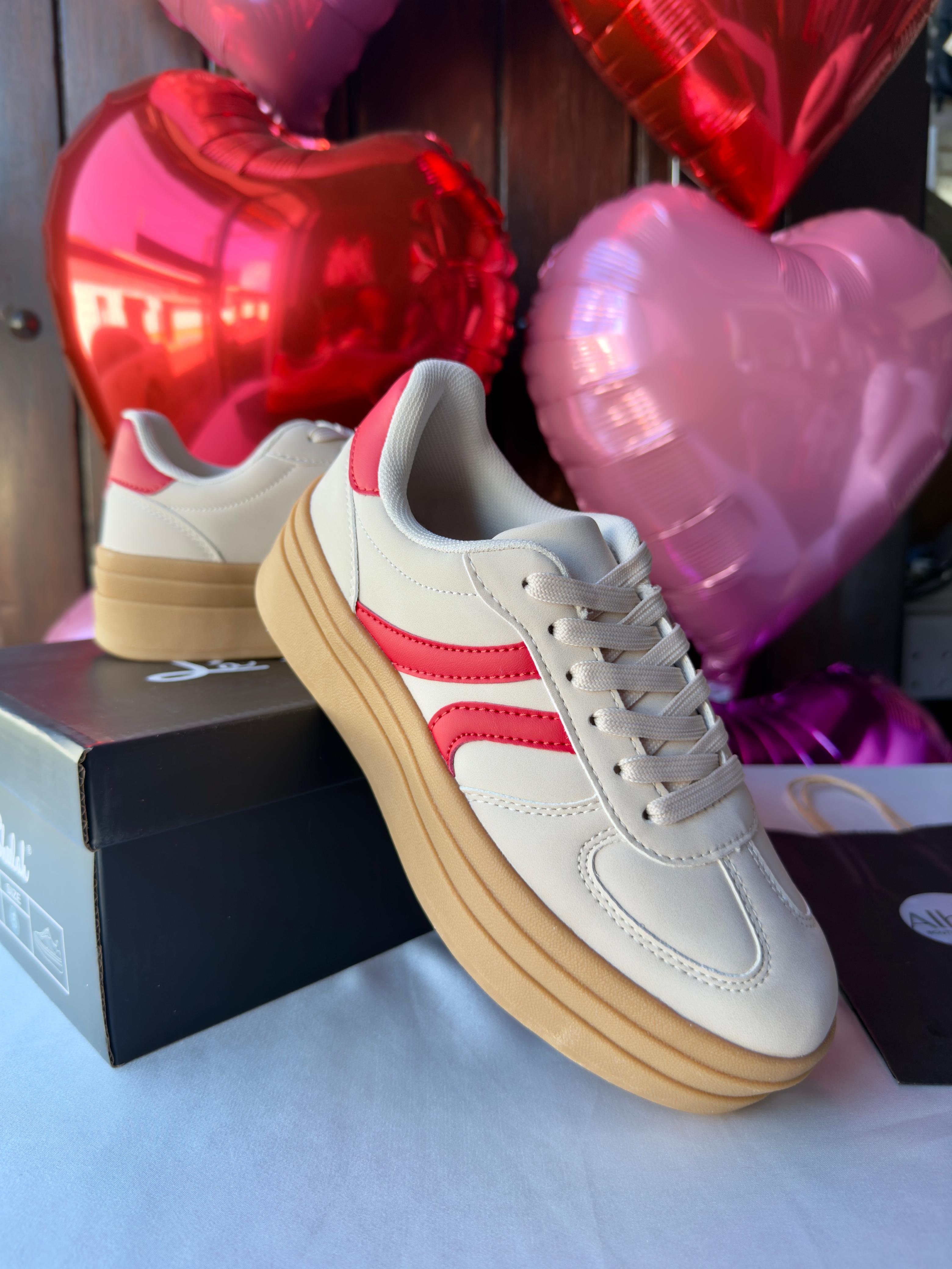 Tennis Sneakers de plataforma blanco y rojo