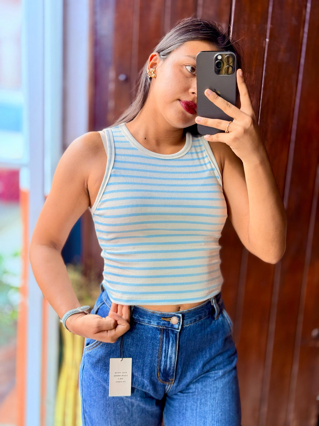 Top rayado sin mangas