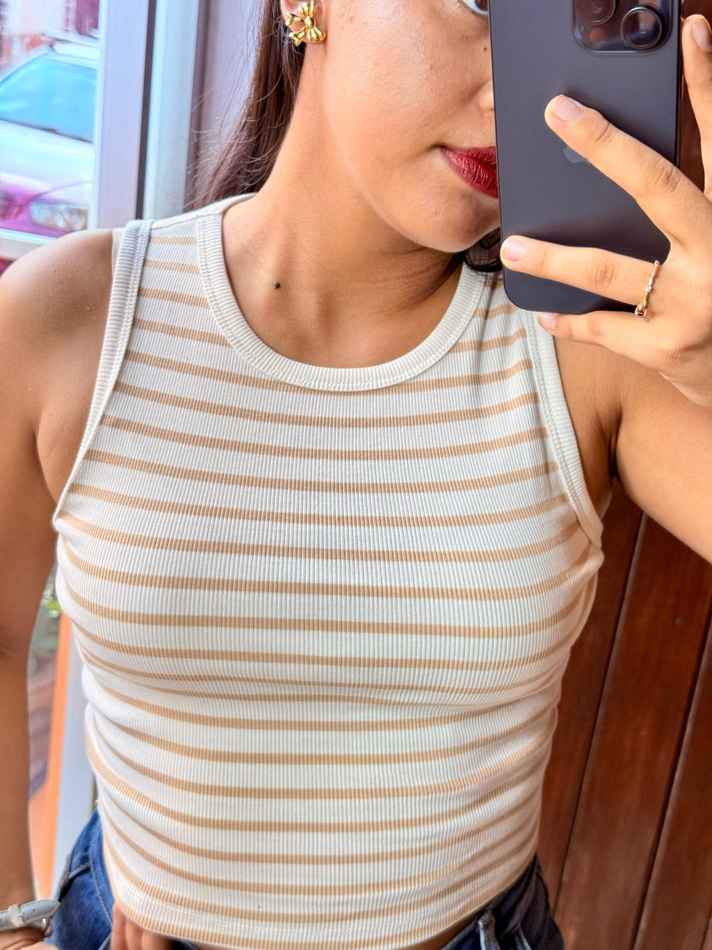 Top rayado sin mangas