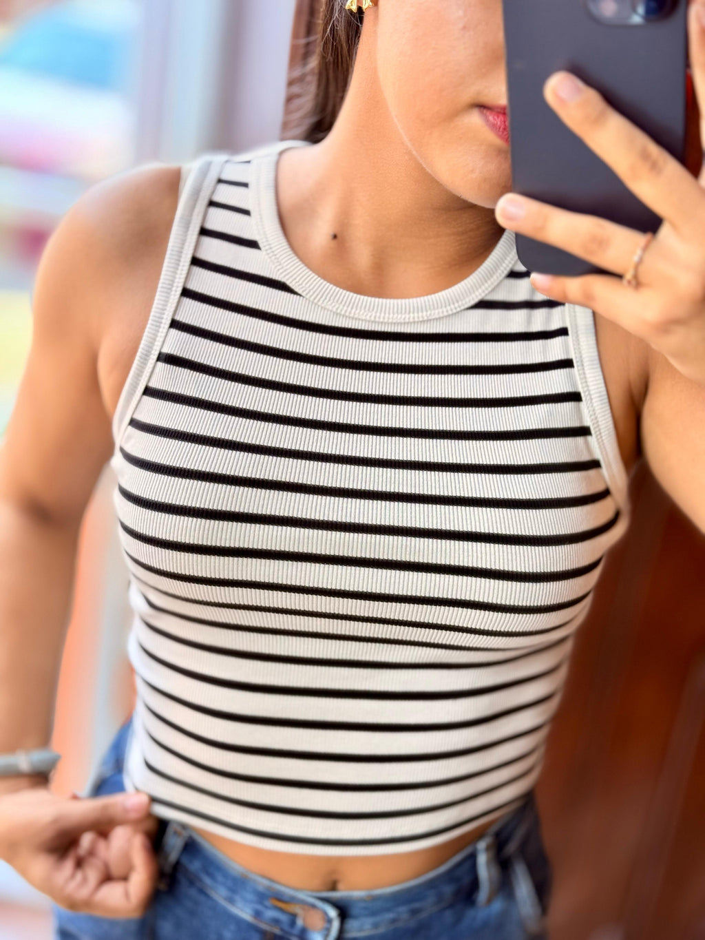 Top rayado sin mangas