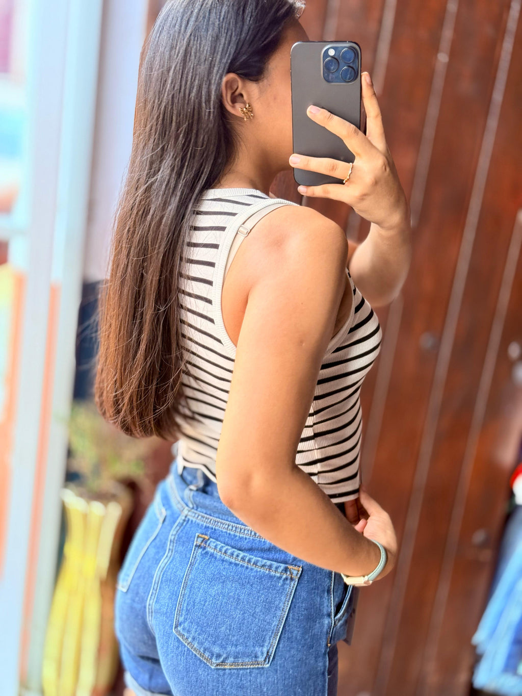 Top rayado sin mangas