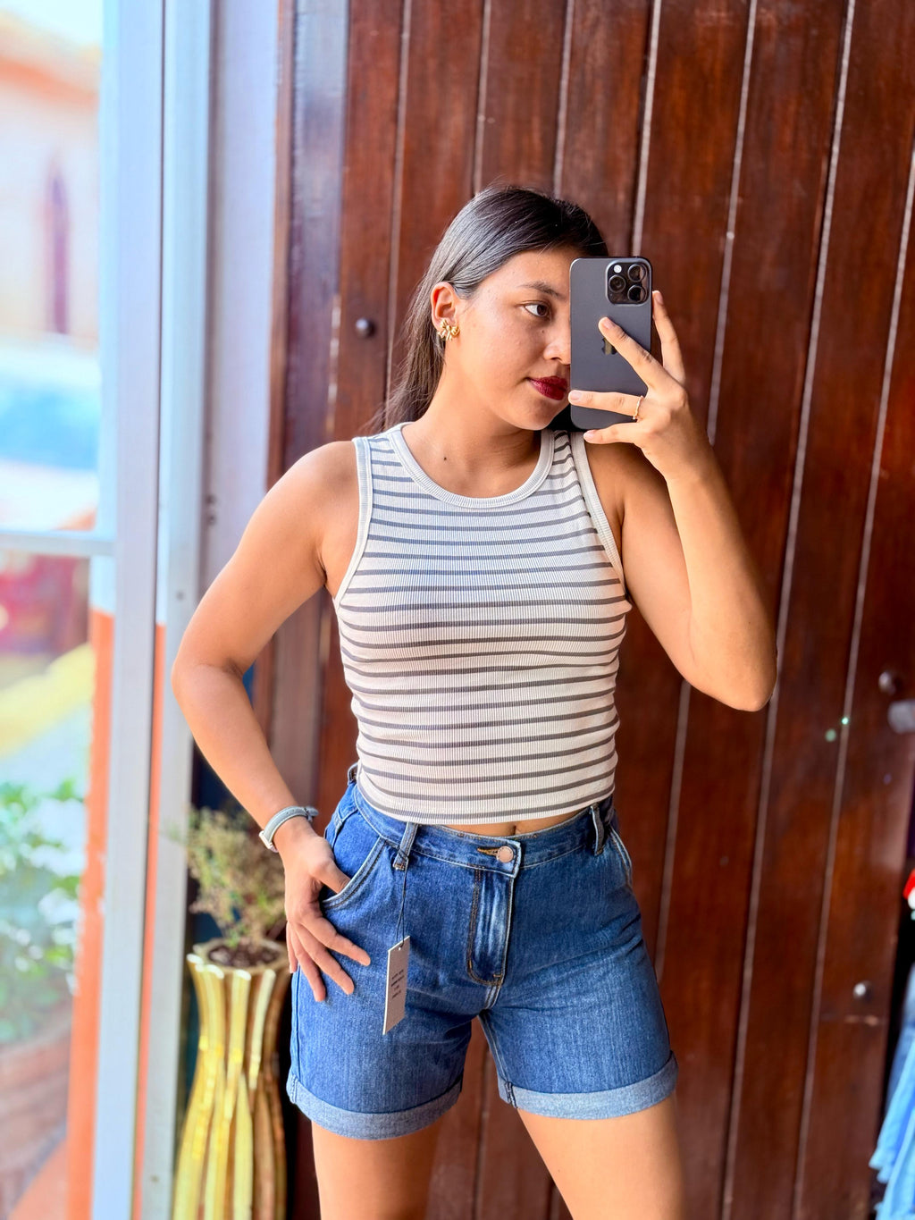 Top rayado sin mangas