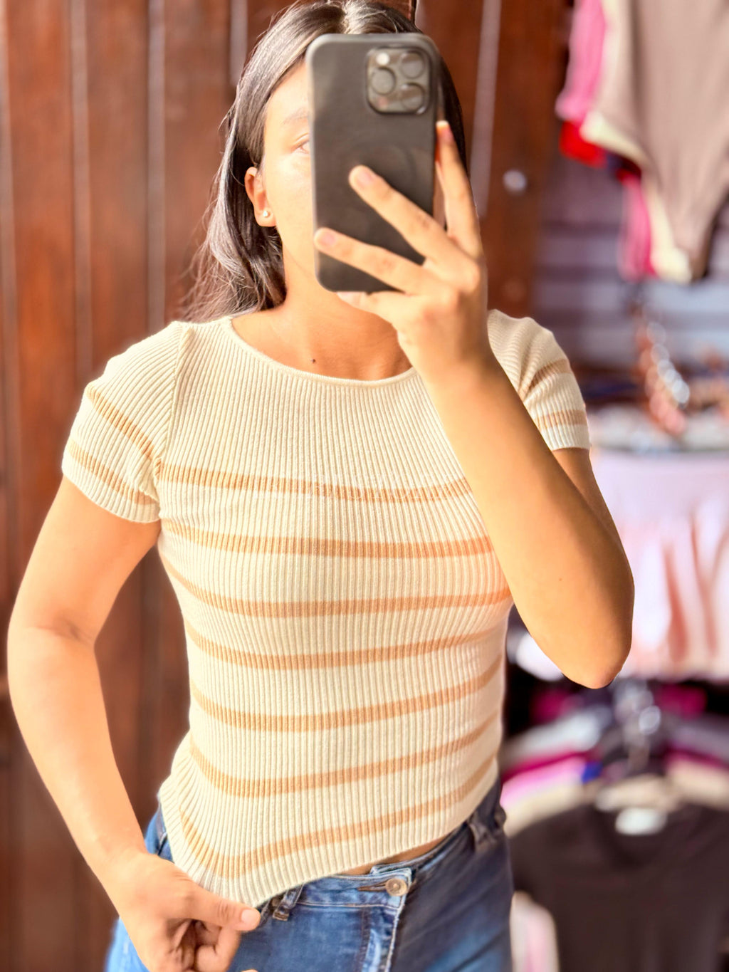 Crop top tela suéter