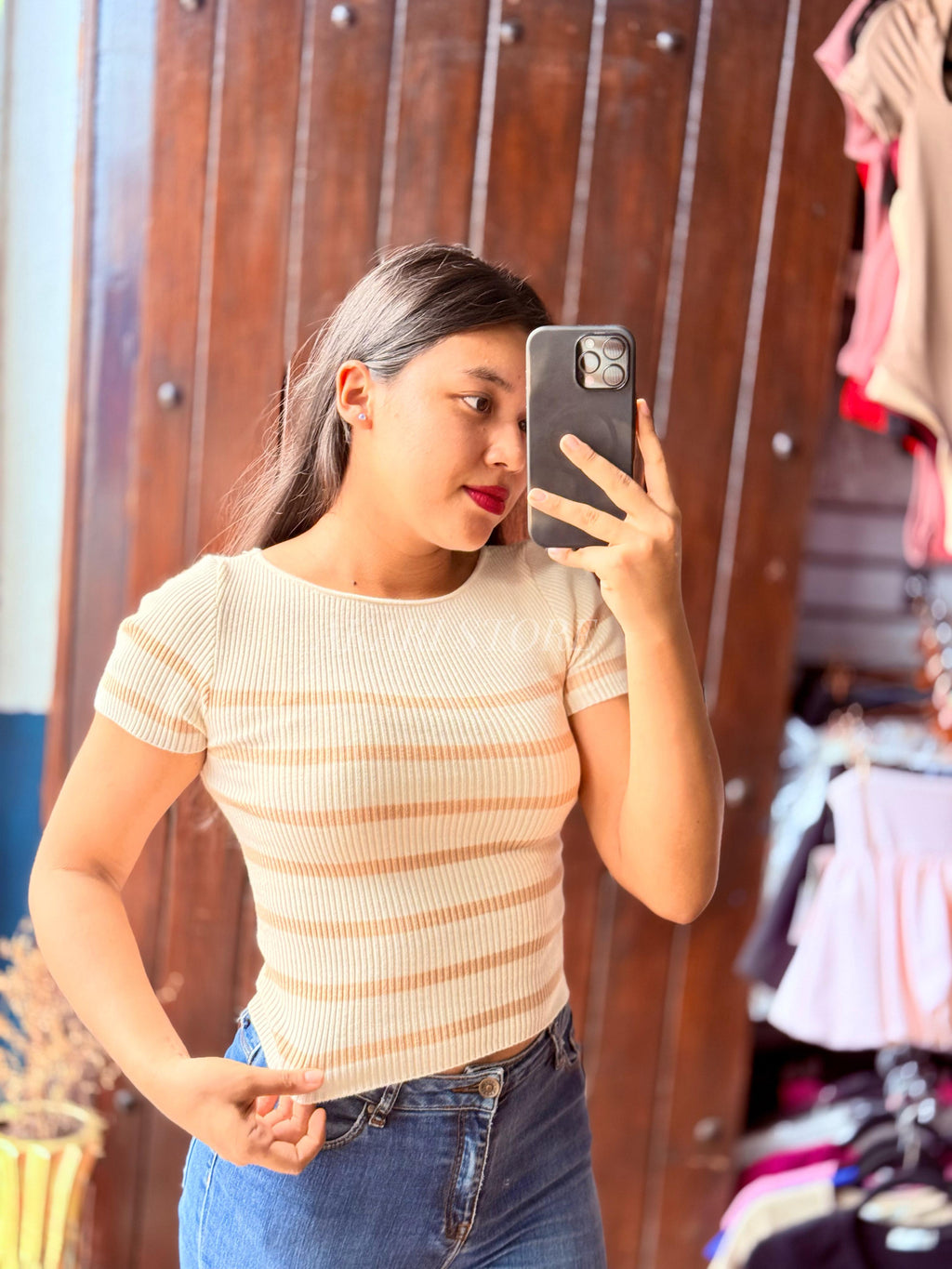 Crop top tela suéter