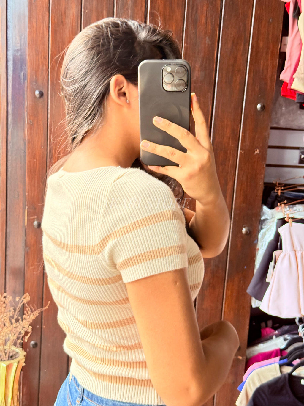 Crop top tela suéter