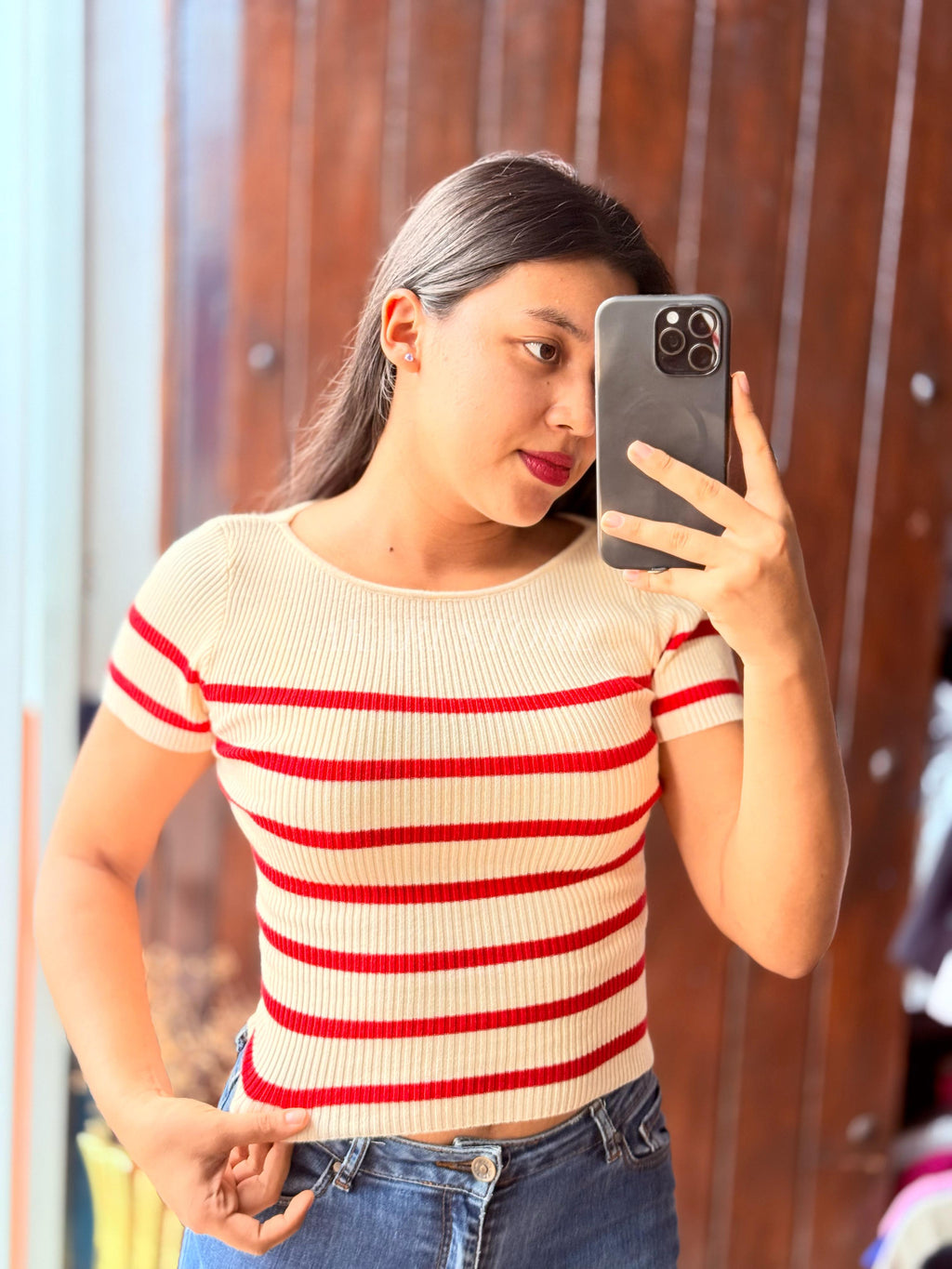 Crop top tela suéter