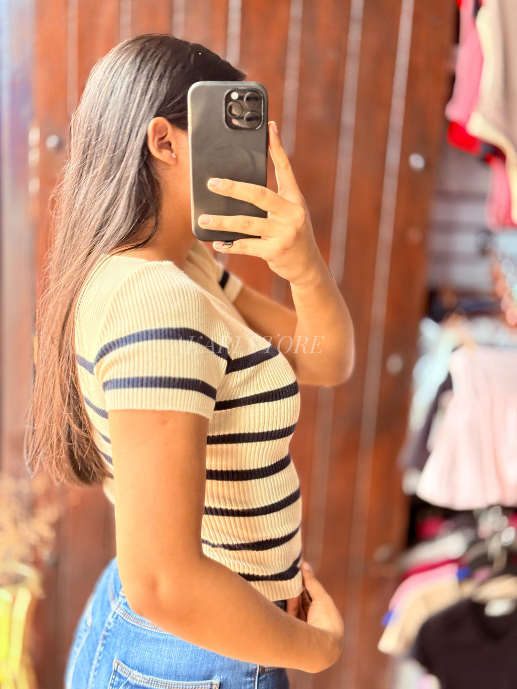 Crop top tela suéter