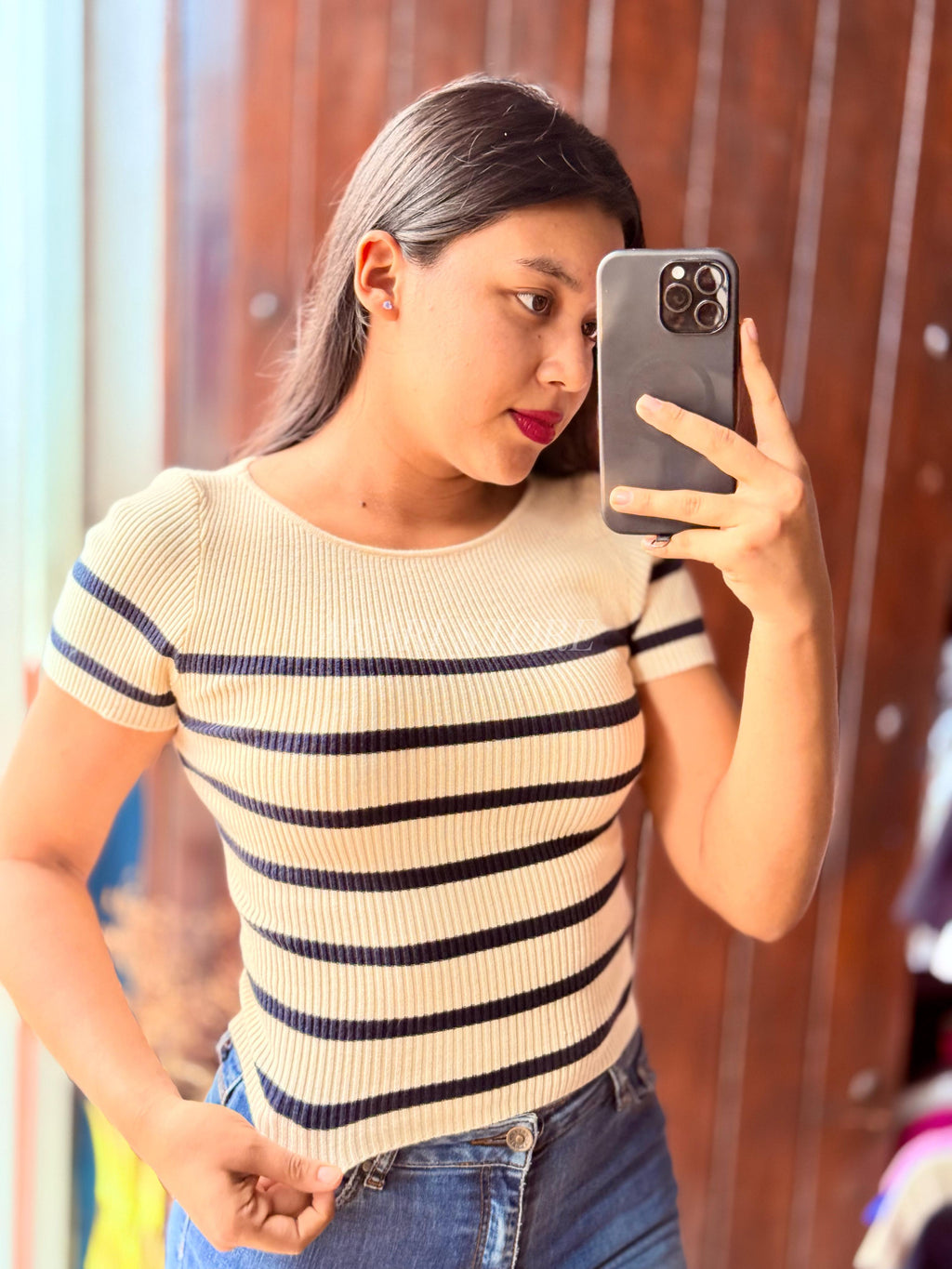 Crop top tela suéter