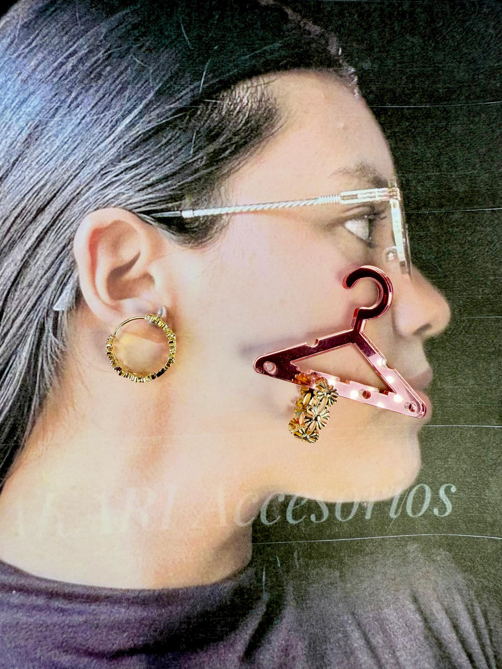 Aretes aro con flores