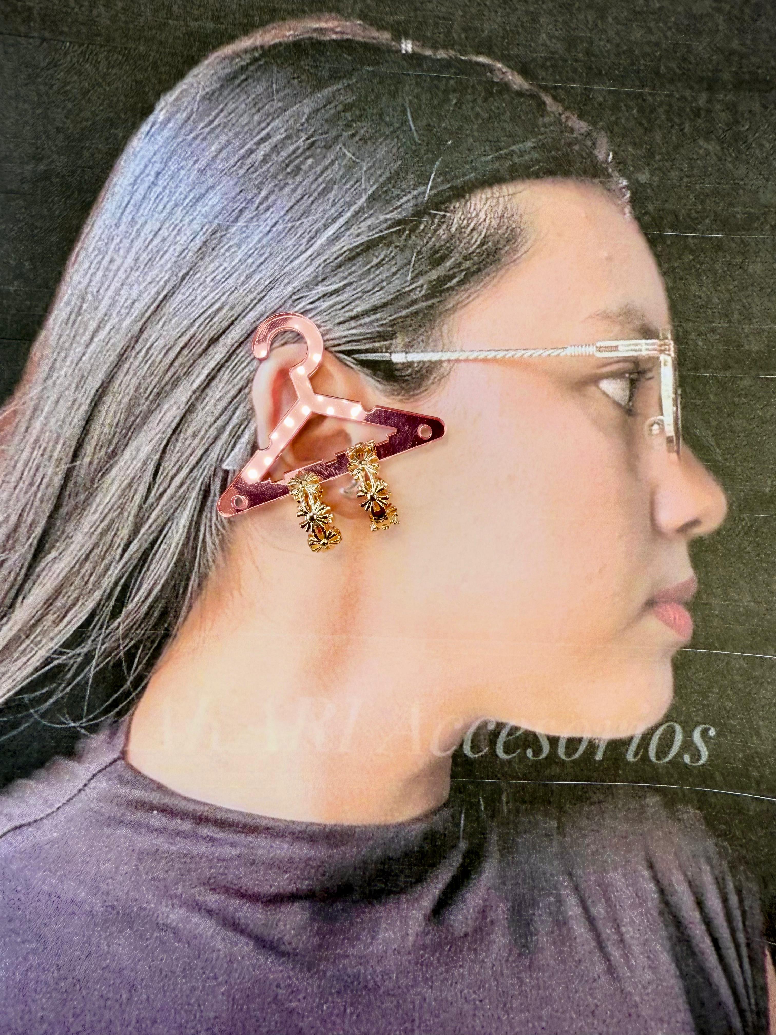 Aretes aro con flores