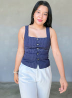 Chaleco rayado cuello cuadrado