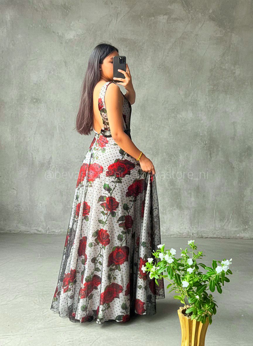 Vestido Negro y rojo floral Lucci Lu