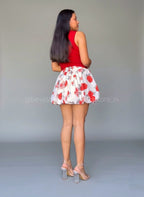 Falda mini floral blanca