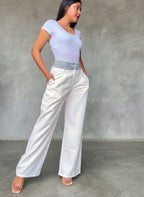 Pantalón Wide Leg Color Ivory con Jeans