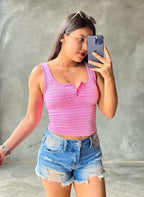 Short Jeans Azul Claro Cintura Media con Desgarre