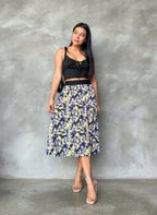 Falda midi morada floral