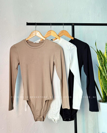 Bodysuit manga larga y cuello redondo