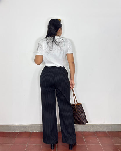 Pantalón Tania negro con rayas