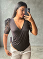 BodySuit negro mangas abullonadas
