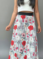 Falda midi gris claro floral