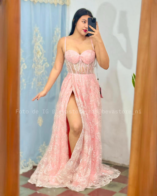 Vestido Georgia rosa naranja