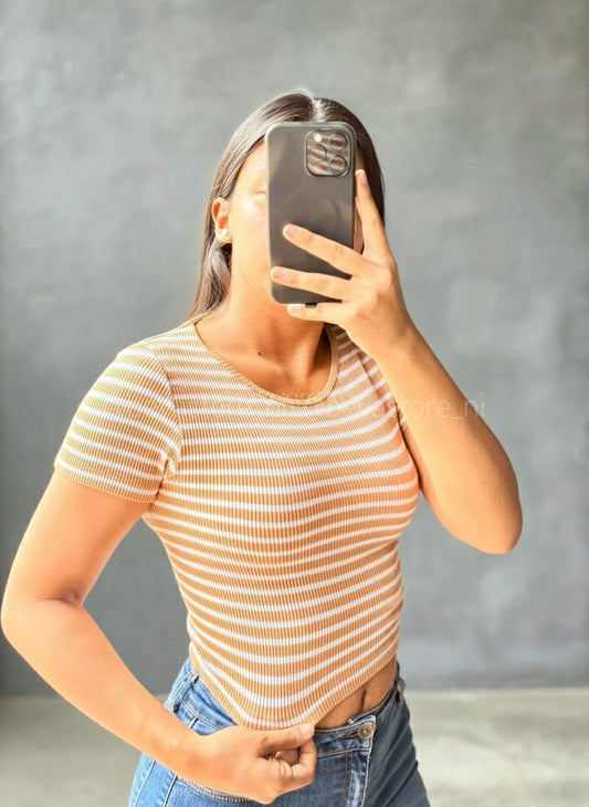 Crop top Leidaly café claro